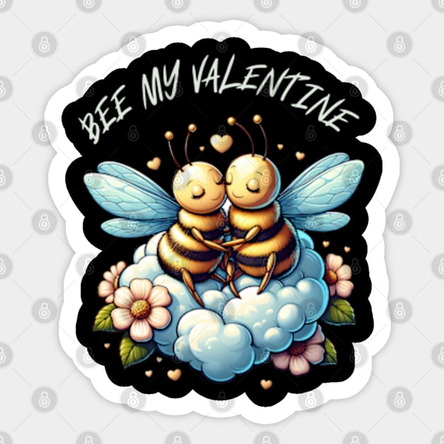 couple of bees embracing on a cloud Sticker by StyleTops